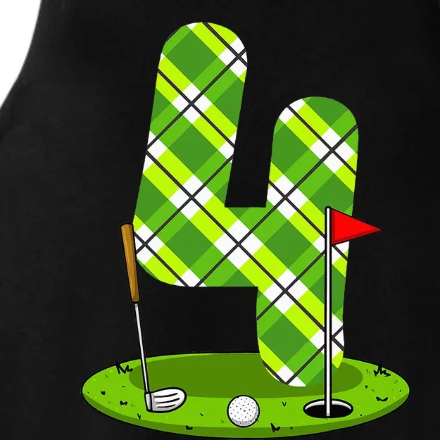 Golf Birthday 4th Birthday Party Golfer Ladies Tri-Blend Wicking Tank