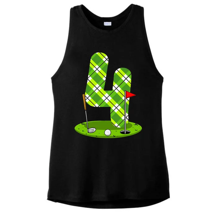 Golf Birthday 4th Birthday Party Golfer Ladies Tri-Blend Wicking Tank