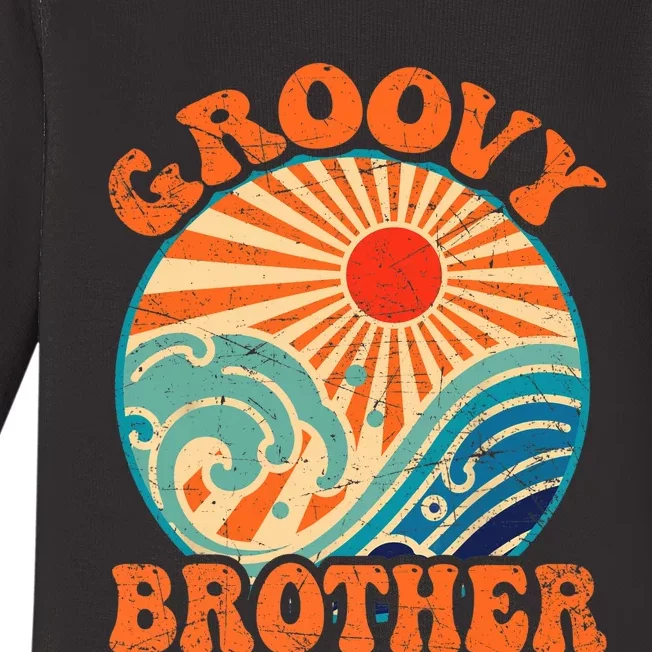 Groovy Brother 70s Aesthetic Nostalgia 1970's Retro Brother Baby Long Sleeve Bodysuit