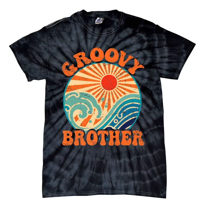 Groovy Brother 70s Aesthetic Nostalgia 1970's Retro Brother Tie-Dye T-Shirt