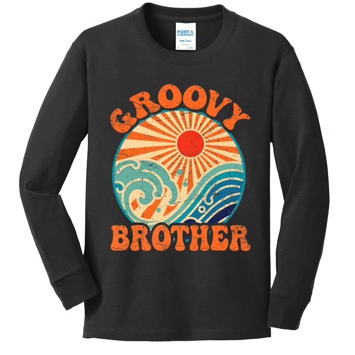 Groovy Brother 70s Aesthetic Nostalgia 1970's Retro Brother Kids Long Sleeve Shirt