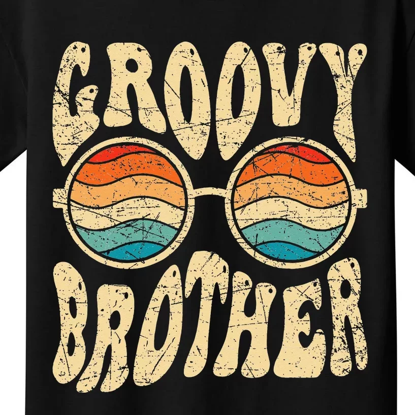 Groovy Brother 70s Aesthetic 1970's Retro Brother Hippie Kids T-Shirt