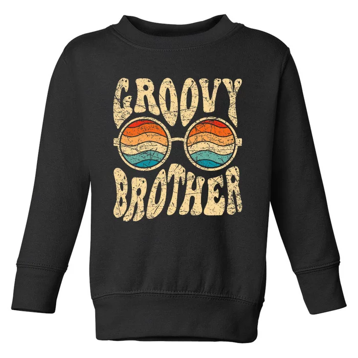 Groovy Brother 70s Aesthetic 1970S Retro Brother Hippie Toddler Sweatshirt