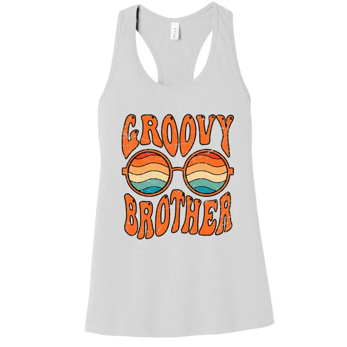 Groovy Brother 70s Aesthetic 1970'S Retro Brother Women's Racerback Tank