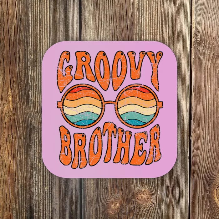 Groovy Brother 70s Aesthetic 1970's Retro Brother Hippie Coaster