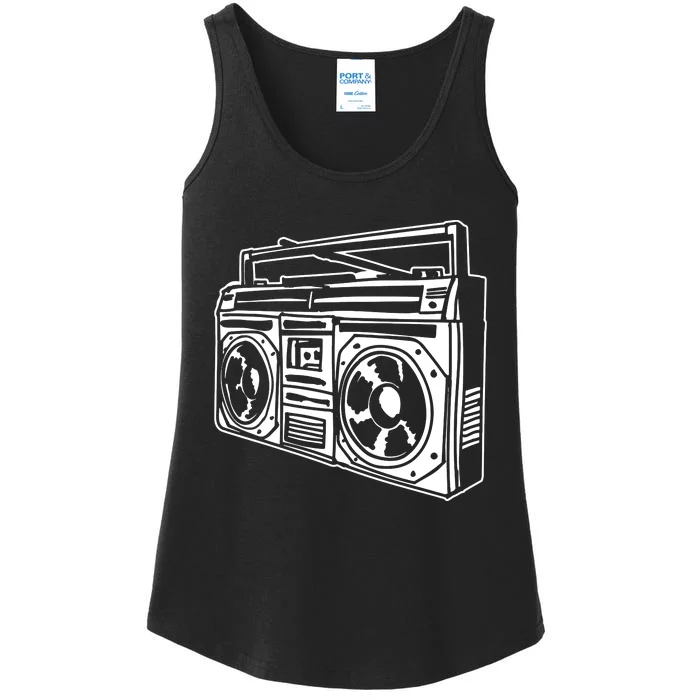 Ghetto Blaster 80s 90s Hip Hip Rap Ladies Essential Tank