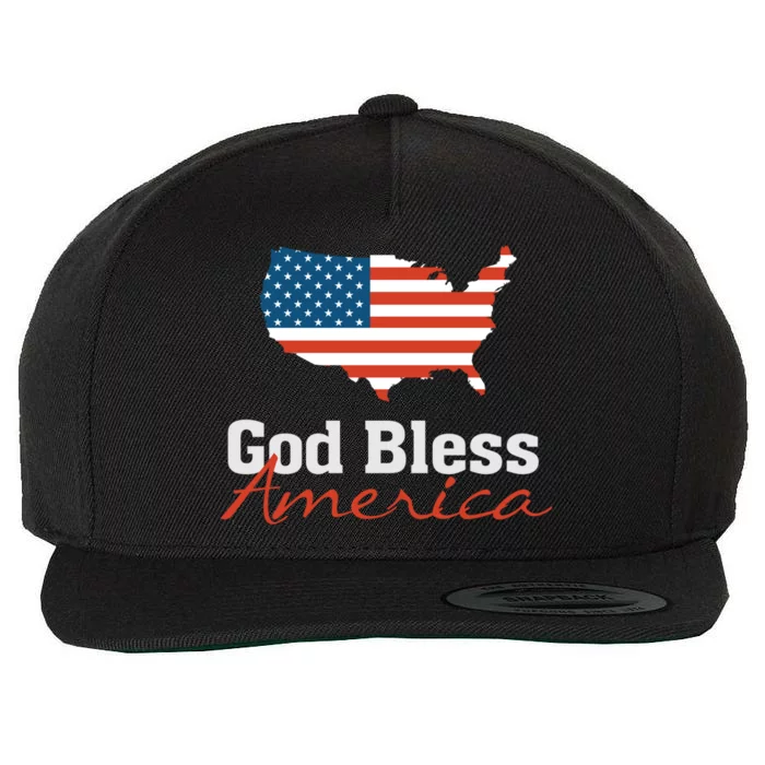 God Bless America Usa Pride American Flag Christian Gift Wool Snapback Cap