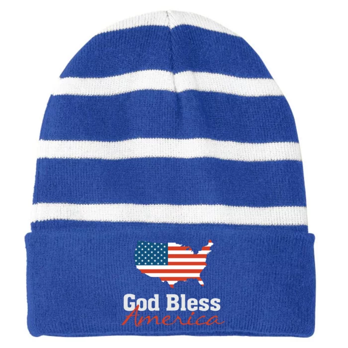 God Bless America Usa Pride American Flag Christian Gift Striped Beanie with Solid Band