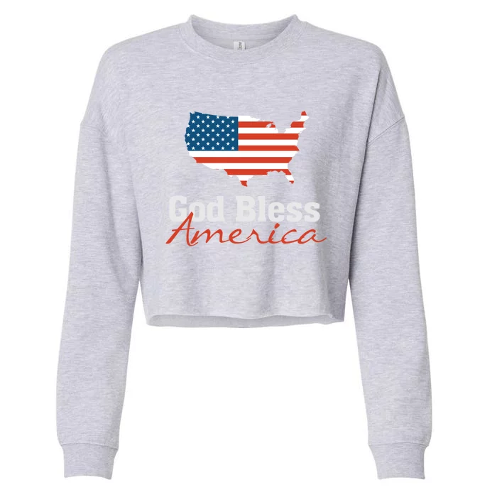 God Bless America Usa Pride American Flag Christian Gift Cropped Pullover Crew