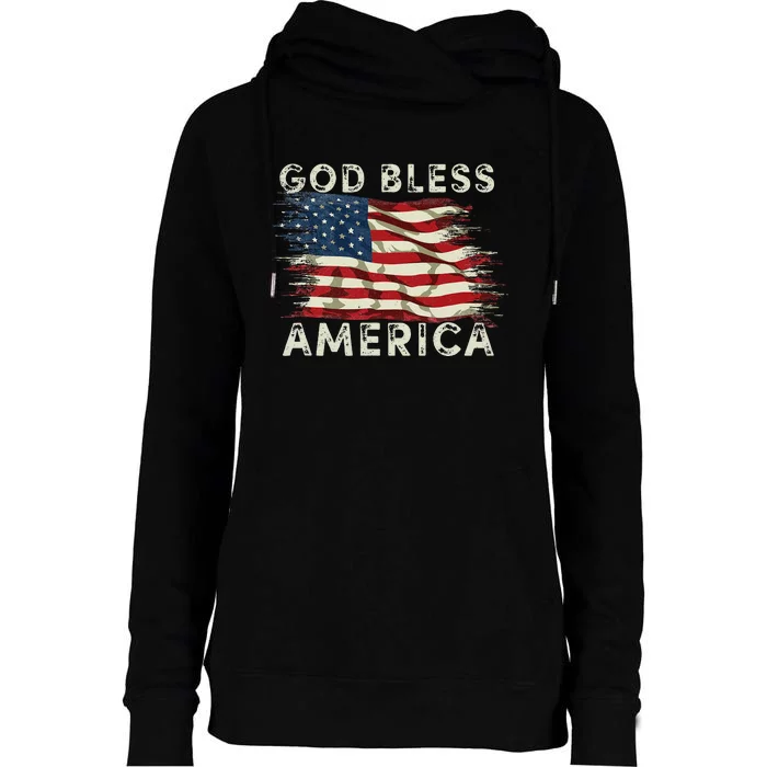 God Bless America USA Flag 4th Of July Men Women Patriotic Womens Funnel Neck Pullover Hood