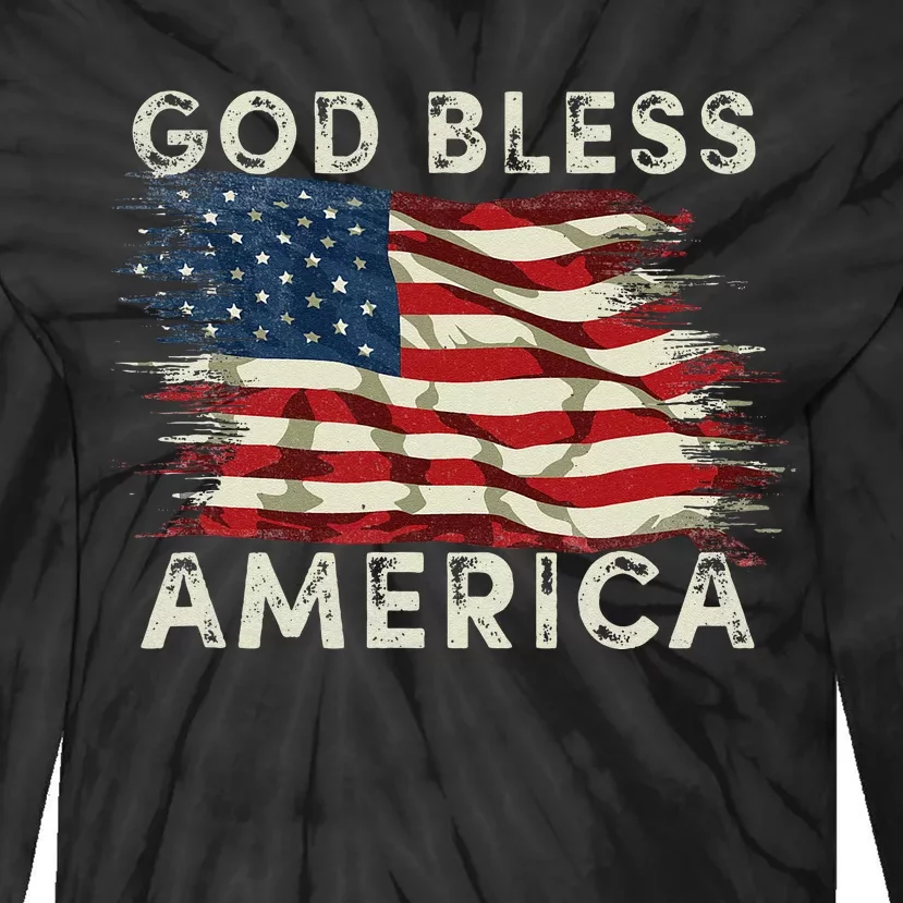 God Bless America USA Flag 4th Of July Men Women Patriotic Tie-Dye Long Sleeve Shirt