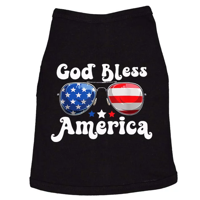 God Bless America Sunglasses USA Flag Patriotic 4th Of July Doggie Tank