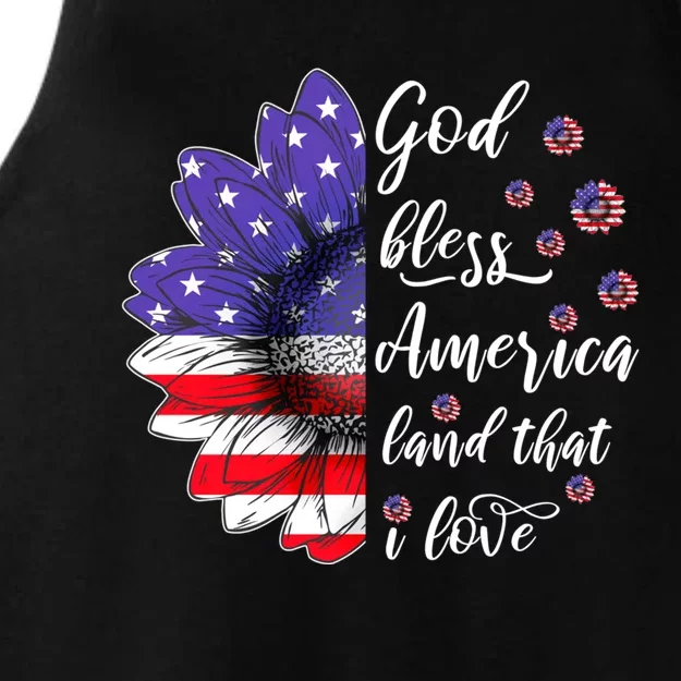 God Bless America Land That I Love 4th Of July Christian Gift Ladies Tri-Blend Wicking Tank