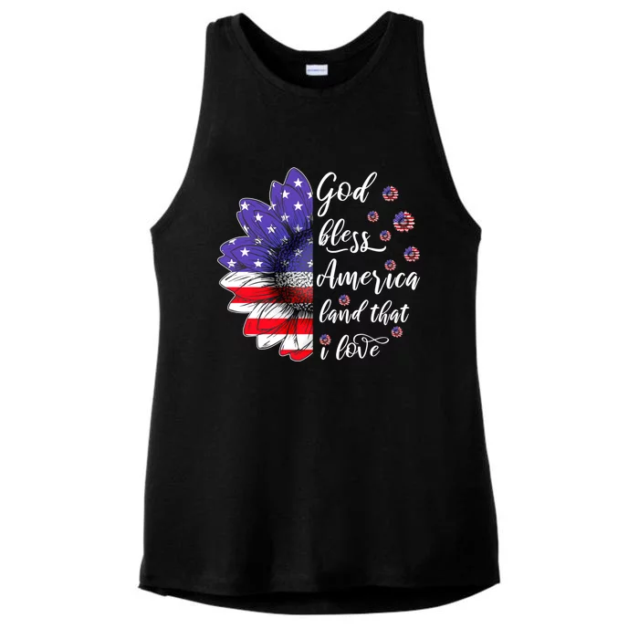 God Bless America Land That I Love 4th Of July Christian Gift Ladies Tri-Blend Wicking Tank