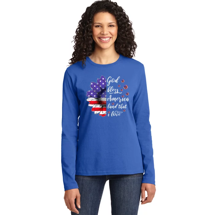 God Bless America Land That I Love 4th Of July Christian Gift Ladies Long Sleeve Shirt