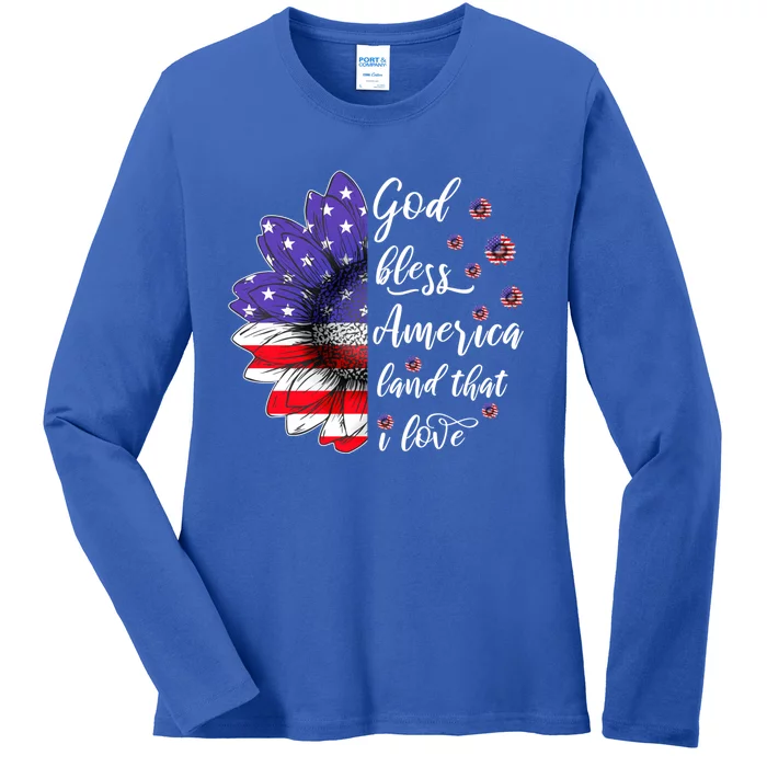 God Bless America Land That I Love 4th Of July Christian Gift Ladies Long Sleeve Shirt