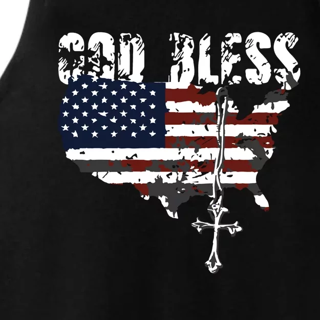 God Bless America Ladies Tri-Blend Wicking Tank