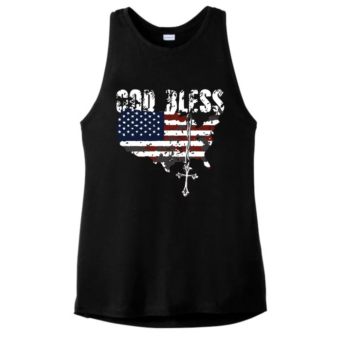 God Bless America Ladies Tri-Blend Wicking Tank