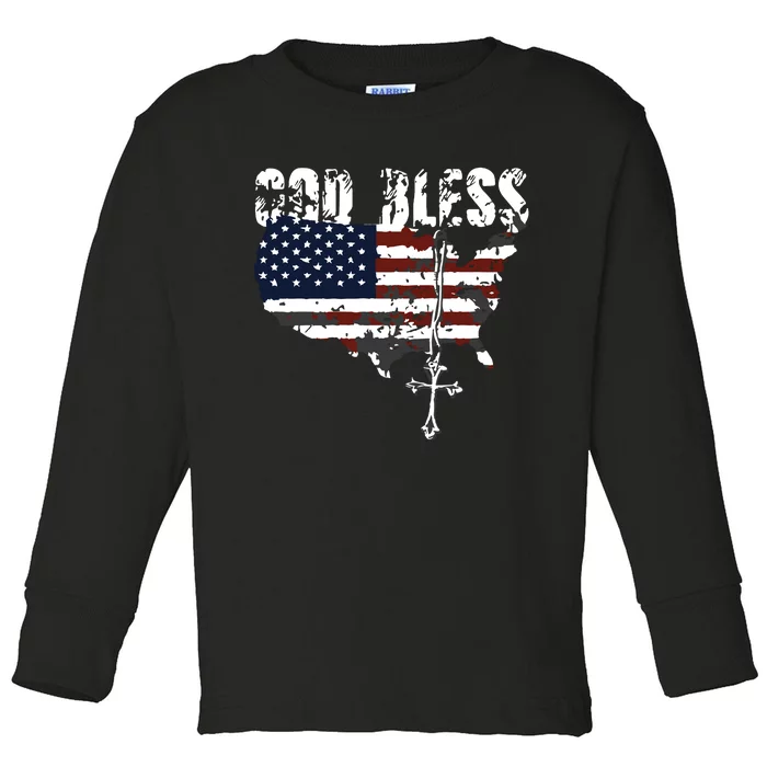 God Bless America Toddler Long Sleeve Shirt