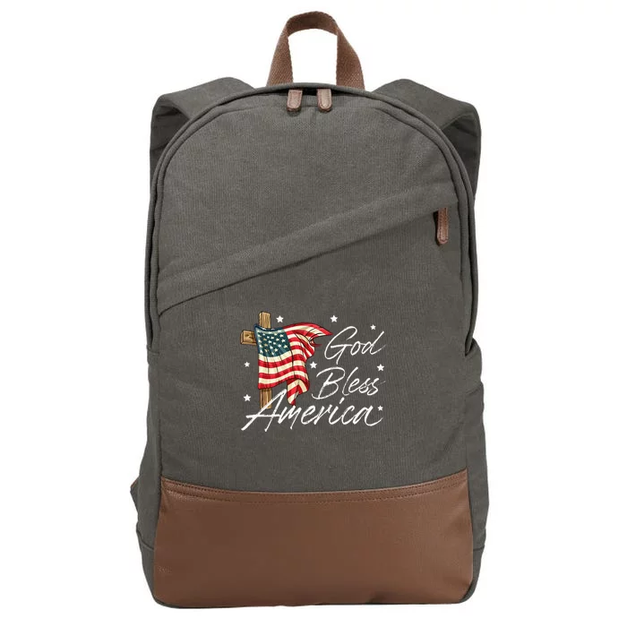 God Bless America Fourth Of July Christian Patriot Cotton Canvas Backpack