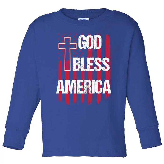 God Bless America 4th Of July Usa American Patriotic Gift Toddler Long Sleeve Shirt