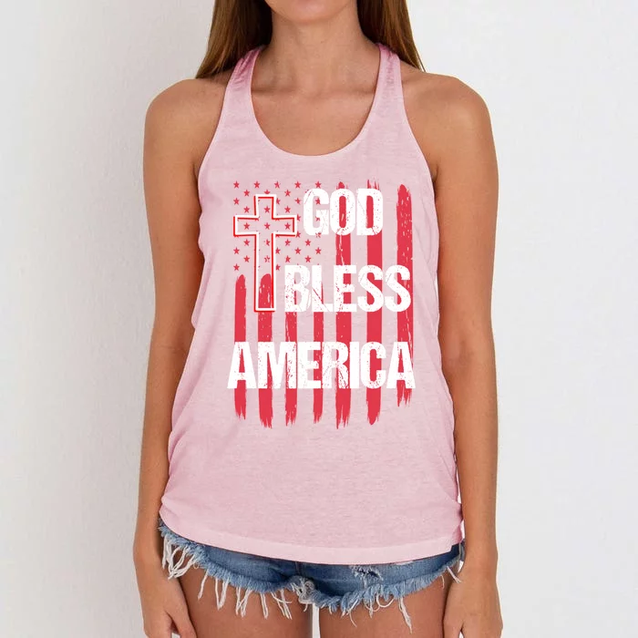 God Bless America 4th Of July Usa American Patriotic Gift Women's Knotted Racerback Tank