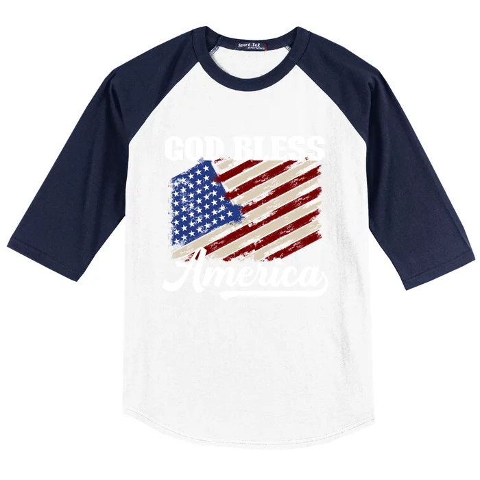 God Bless America Fun Memorial Day Veteran Graphic Cute Gift Baseball Sleeve Shirt