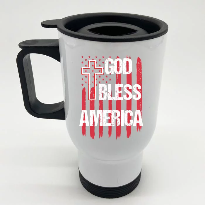 God Bless America 4th Of July Usa American Patriotic Cool Gift Front & Back Stainless Steel Travel Mug