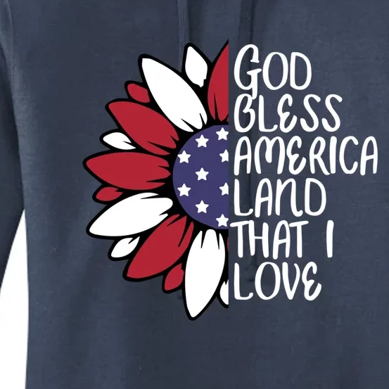 God Bless America Land That I Love Sunflower God Bless Usa Gift Women's Pullover Hoodie