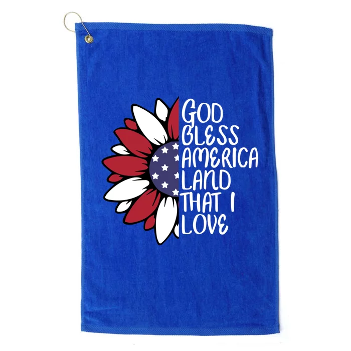 God Bless America Land That I Love Sunflower God Bless Usa Gift Platinum Collection Golf Towel