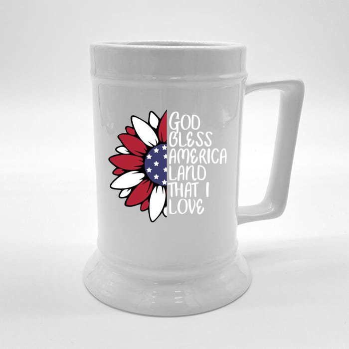 God Bless America Land That I Love Sunflower God Bless Usa Gift Front & Back Beer Stein