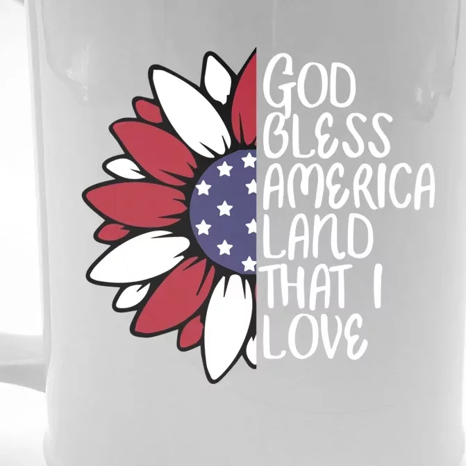 God Bless America Land That I Love Sunflower God Bless Usa Gift Front & Back Beer Stein