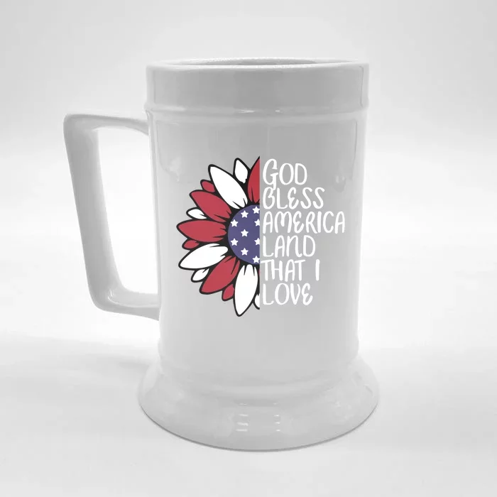 God Bless America Land That I Love Sunflower God Bless Usa Gift Front & Back Beer Stein