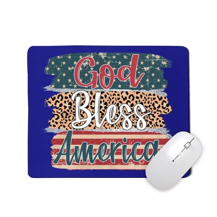 God Bless America Brush Stroke Leopard America Flag 4th July Great Gift Mousepad