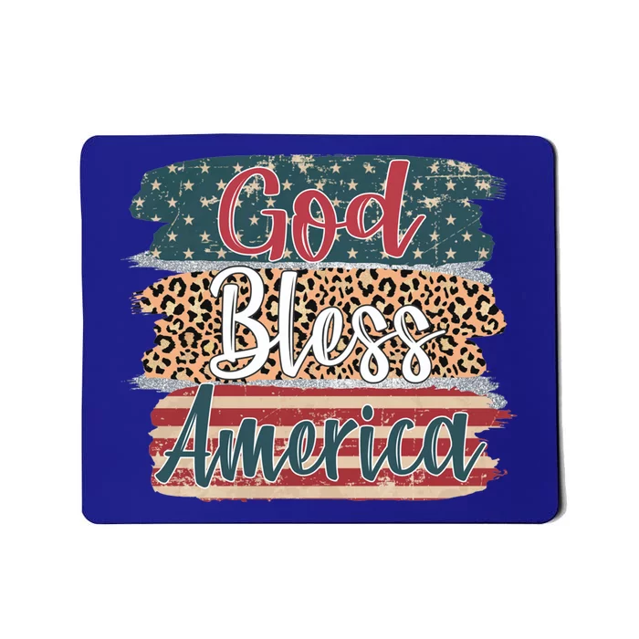 God Bless America Brush Stroke Leopard America Flag 4th July Great Gift Mousepad