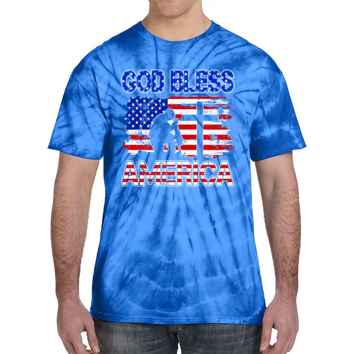 God Bless America 4th Of July Usa Flag Patriotic Christian Cool Gift Tie-Dye T-Shirt