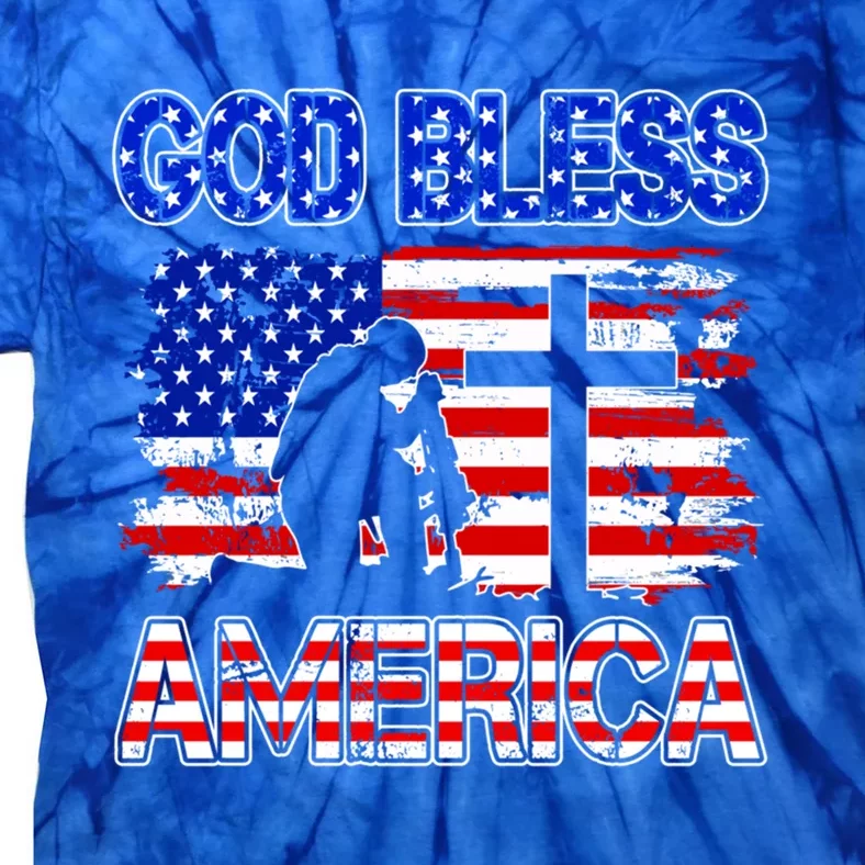 God Bless America 4th Of July Usa Flag Patriotic Christian Cool Gift Tie-Dye T-Shirt