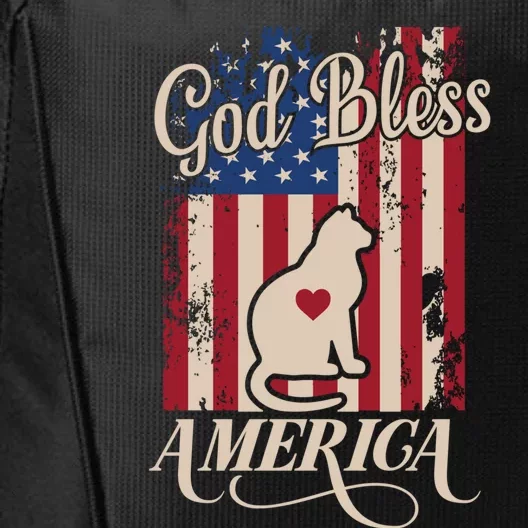 God Bless America Cat American Flag Patriotic Gift City Backpack