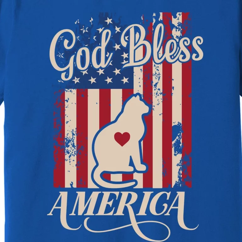 God Bless America Cat American Flag Patriotic Gift Premium T-Shirt