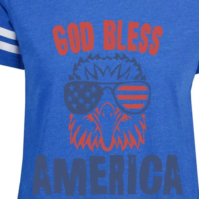 God Bless America American Flag Patriotic Eagle Gift Cute Gift Enza Ladies Jersey Football T-Shirt