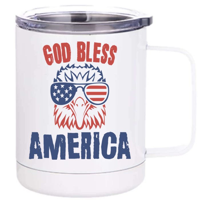 God Bless America American Flag Patriotic Eagle Gift Cute Gift Front & Back 12oz Stainless Steel Tumbler Cup