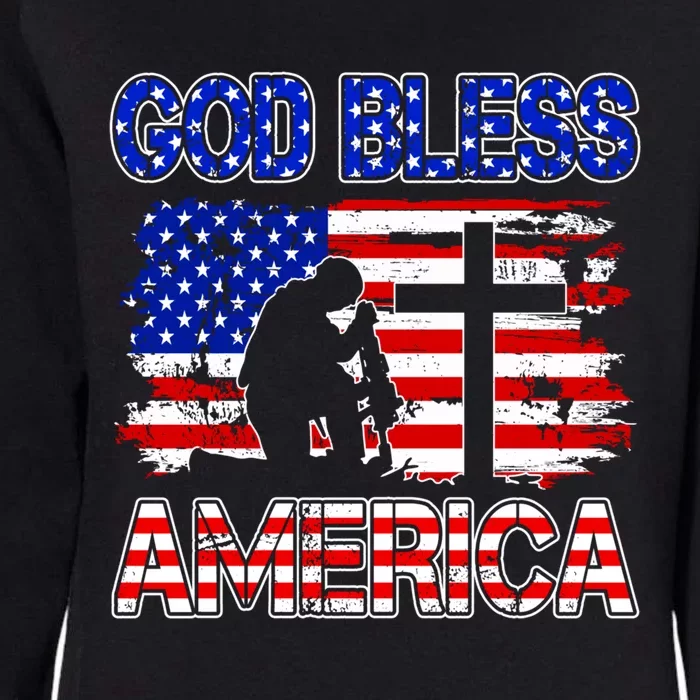 God Bless America 4th Of July Usa Flag Patriotic Christian Cute Gift Womens California Wash Sweatshirt