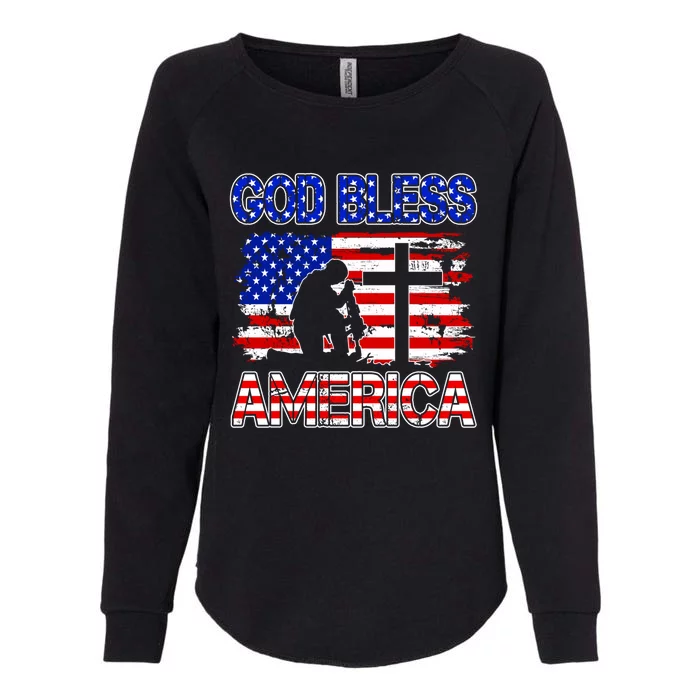 God Bless America 4th Of July Usa Flag Patriotic Christian Cute Gift Womens California Wash Sweatshirt