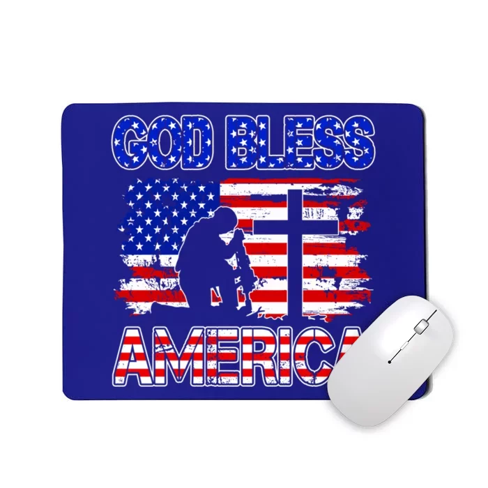 God Bless America 4th Of July Usa Flag Patriotic Christian Cute Gift Mousepad