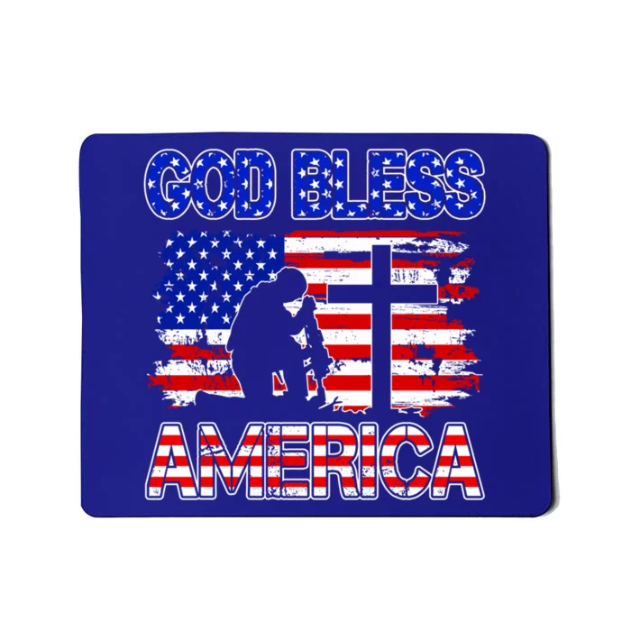 God Bless America 4th Of July Usa Flag Patriotic Christian Cute Gift Mousepad