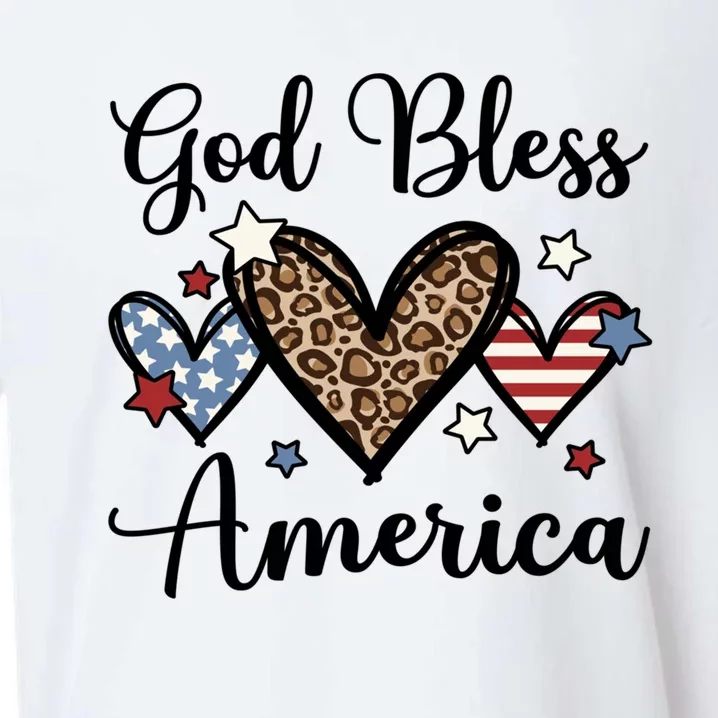 God Bless America For Patriotic Mom American Flag Leopard Gift Sueded Cloud Jersey T-Shirt