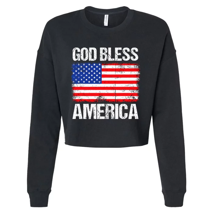 God Bless America Patriotic Happy 4th Of July Cropped Pullover Crew