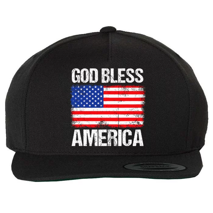 God Bless America Patriotic Happy 4th Of July Wool Snapback Cap