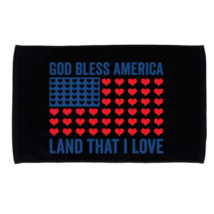 God Bless America Land That I Love American Flag Patriotic Funny Gift Microfiber Hand Towel