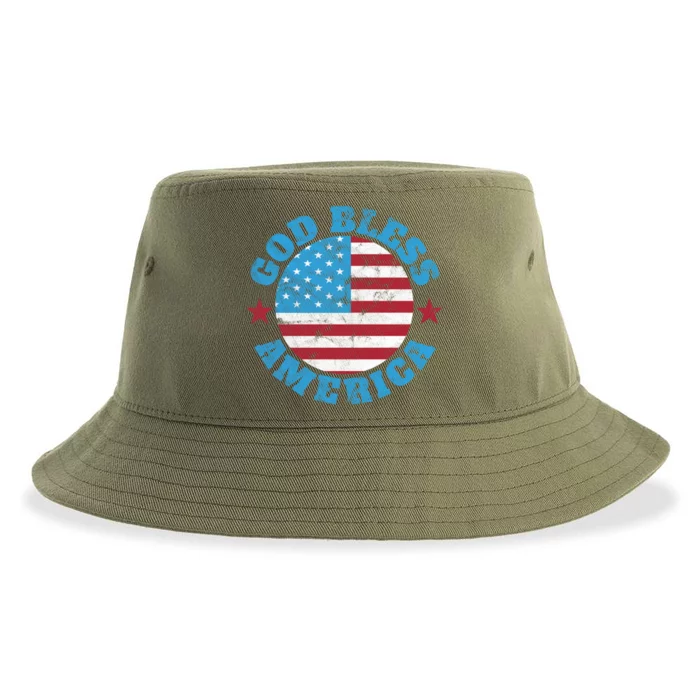 God Bless America Flag 4th Of July Great Gift Sustainable Bucket Hat